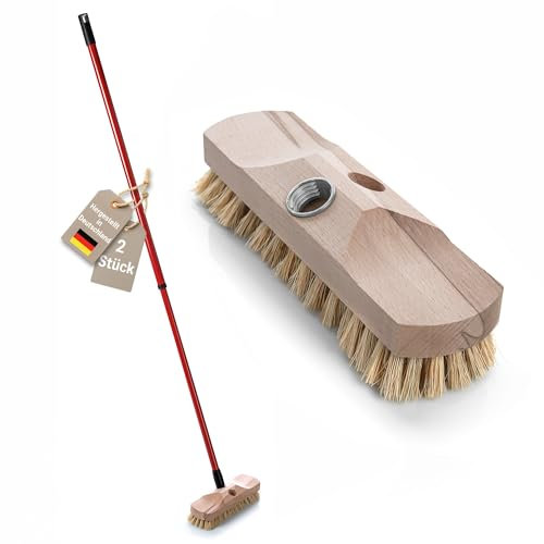 2 Stück Schrubber mit Stiel der Schrubber für Terasse Balkon Garten Innen- Außenbereich