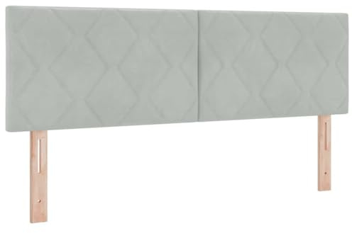 vidaXL Headboard Wall-mounted Geometric Light grey 144 cm Velvet, Modern, Height-Adjustable, Velvet Upholstered Headboard for Stylish Bedroom Decor, Contemporary Design, Space Saving Furniture