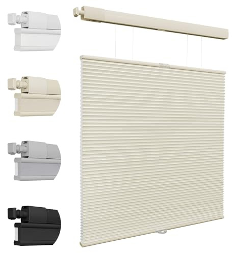 Keego No Drill Blinds Thermal Top Down Bottom Up Pleated Blinds Light Filtering Cordless Cellular Shades for Windows (Beige, 122cm W x 165cm H)