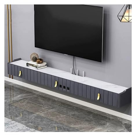 Schwebender TV-Ständer Schwebender TV-Ständer mit Kabellöchern, an der Wand montiertes schwebendes TV-Regal for unter dem TV, Entertainment-Center, moderne Medienkonsole for das Wohnzimmer Schwebende
