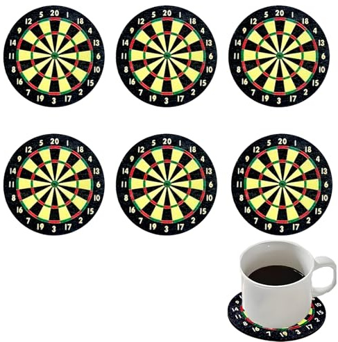 AHRLIC Untersetzer aus Kork mit Dartscheiben-Design, rutschfest, hitzebeständig, Untersetzer für Kaffeematten, Untersetzer-Set für Küche, Esszimmer, Heimdekoration, 6 Stück