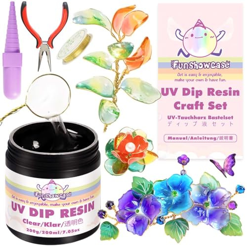 Kits de resina de inmersión UV transparente de 200 ml para flores de alambre DIY joyería arte