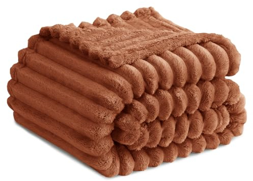 RUIKASI Kuscheldecke Flauschig Decke Orange - 150x200cm Fleecedecke Sofadecke Couchdecke für Wohnzimmer Deko Tagesdecke Blanket, Weiche Wolldecke Warme Korddecke als Wohn- & Kuscheldecken
