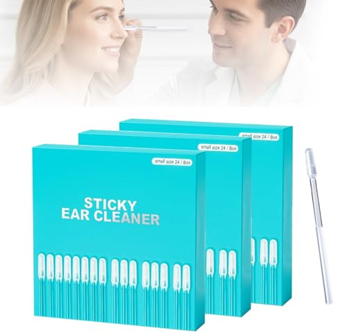 72 Stück Sticky Ohrenstäbchen, Selbstklebendes Ohrenschmalz Entferner Werkzeug, Wiederverwendbarer Ohrenreiniger Ohrstäbchen für Erwachsene & Kinder, Ohrreiniger Sticky Pick & Cleaning Ear Stick (L)
