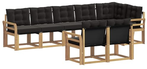 vidaXL Outdoor-Sofagarnitur mit Kissen 8 pcs Weiß und Schwarz, Garten Loungemöbel, modernes Ecksofa, robust Sitzgruppe, Terrassenmöbel für Komfort