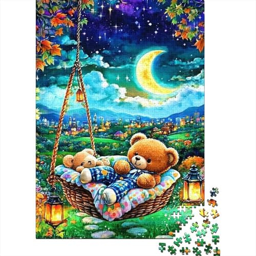 Nighttime prompt1 Teddy Bear 1000 Piece Jigsaw Puzzle for Adults, Paper Brain Teaser prompt2 Starry Sky Puzzle, Relaxing Home Décor Gift 38x26cm/1000pcs