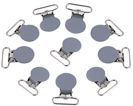 10 Unids Pinzas De Chupete Pinzas De Liga De Color Plata 25mm Durable Round Suspender Braces Chupete Correa Holder Clip para Chupete, Paci, Chupete, Maniquí, Babero.(Graun)