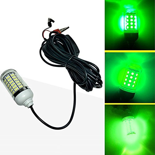 WOVELOT 12V LED Verde subacuatico Sumergible de Noche luz Crappie Shad Calamar Luces de Pesca