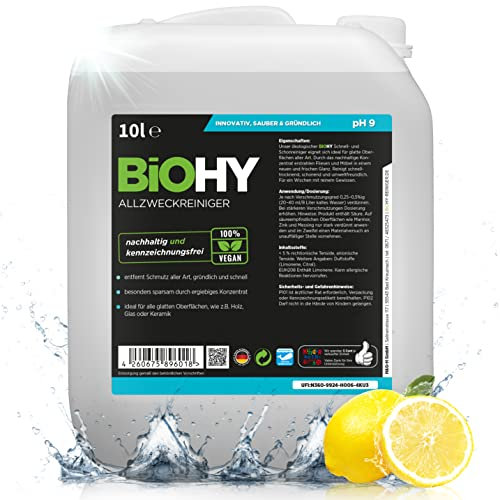 BiOHY Allzweckreiniger Konzentrat (10 Liter Kanister) | Bio Allesreiniger für Boden und Haushalt | Kalkreiniger Konzentrat mit universaler Anwendung | schnell und effektiv | Universalreiniger