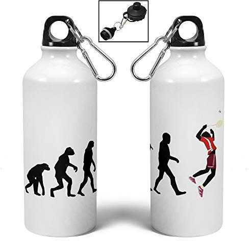 400ml Evolution Badminton Player Aluminium Sports Water Bottle/Canteen - White