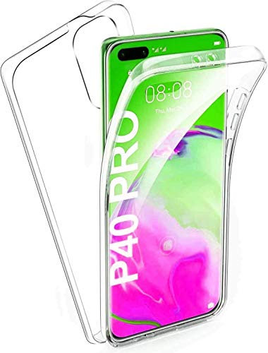 COPHONE® Coque 360 Compatible Huawei P40 Pro 100% Transparente 360 Protection intégrale Avant Souple + arrière Rigide. Housse Tactile 360 degres Anti Choc
