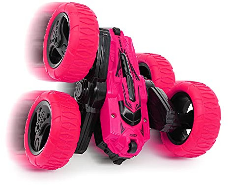 CMJ RC Autos 360 Spin Attack Stunt RC Car Elektrisches Rennstuntauto, Doppelseitige 360° Drehung RC 4WD High Speed Off Road Spielzeug (Pink)