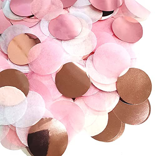 SIKAMARU 6000 Stück Roségold 2,5 cm Konfetti Party Geburtstag Deko Hochzeit Jubiläum Rund Papier Folie (Roségold, Weiß, Hellrosa)