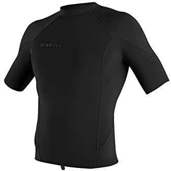 ONeill Mens Reactor-2 1mm Short Sleeve Wetsuit Top - Black - Easy Stretch Breathable - Pullover