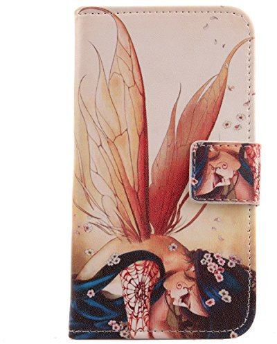 Lankashi Custodia Portafoglio in PU Pelle Caso Guscio Protettiva Cover con Porta Carte Skin Case per BRONDI Amico Smartphone S Nero 5.7 (Wing Girl Design)