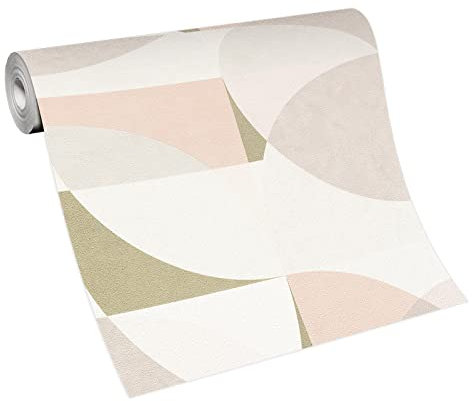 Kreise Tapete in Rosa Crème Beige | Retro Vliestapete geometrisch für Wohnzimmer und Schlafzimmer | Vlies Wandtapete in Altrosa im 60er 70er Stil