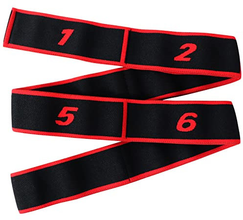 Quelcc Elastique Musculation, Bande Elastique Fitness Réglable 8 Boucles, Bandes d'exercice Latines, Ceinture Extensible de Fitness Durable pour Fitness, Danse, Gymnastique (Rouge)