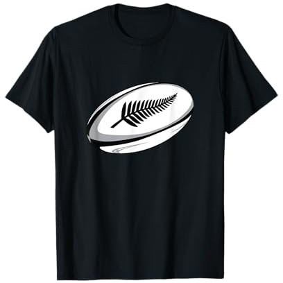 New Zealand Rugby Shirts T-Shirt Neuseeland Rugby T-Shirt Schwarz Unisex-Erwachsene, Unisex-Kinder Klein Klassische Passform Halbarm Abgeschrägte Manschette Rundhals-Ausschnitt Rugby Fan T-Shirt