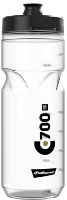 Polisport 8644900017 - Bidon vélo modèle C700 de 700 ML. Bouteille d'eau pour Cyclistes sans BPA en Couleur Transparente/Noir/Noir, 700ml