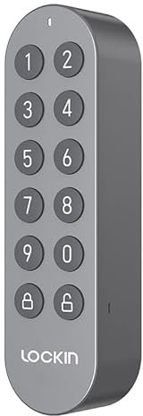 Lockin Smart Digital Keyppad IPX5 resistente al agua, sin llave, control de acceso, cerradura digital para puerta principal, compatible con contraseñas virtuales y códigos de invitado, gris