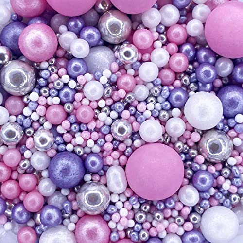 A Pinch Of - Pearls Mix - Twinkle Ice Pink - Cake Topper Sprinkles - 30g Edible Shimmer Ball Cupcake Decorations - Weddings, Christenings & Valentines
