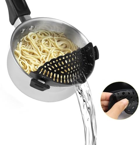 Silikonsieb Küchensieb, MXTIMWAN Clip hitzebeständiges Sieb Silikon-Lebensmittelsieb zum Anklippen mit Siebe Spülmaschinenfestes für Nudeln,Pasta,Gemahlenes Rind,Gemüse,für Alle Töpfe und Schüsseln