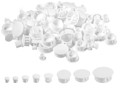 KJG Abdeckkappen für Bohrlöcher - 120 Stück Blindstopfen in 6/8/10/12/16/20/22/25mm - Kunststoff Lochstopfen für Möbel und Maschinen