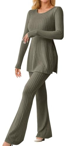 callmo Damen Skims Dupe Slim Fit 2 Stück Set Langarm Crop Top und Low Rise Flare Pants Yoga Trainingsanzug Lounge Set