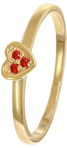 trendor Damenring Gold 333/8K Herz Mit Roten Zirkonias eleganter Ring für Frauen, tolles Schmuckstück und edles Accessoire, 41539-54 Ringgröße 54/17,2