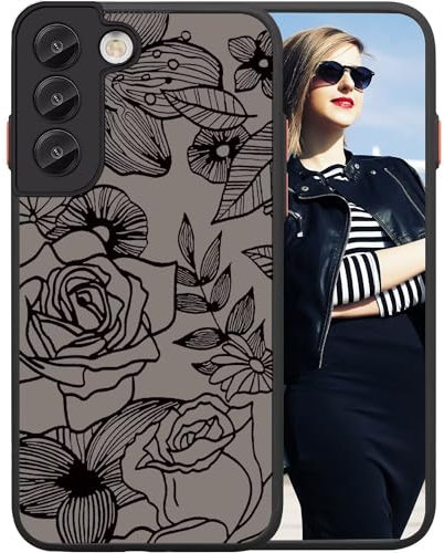 POUHYE Handyhülle für Samsung Galaxy S21 FE 5G Hülle, Weiche Silikon Stoßfeste Schutzhülle Case, Matte durchsichtige Anti-Kratzer PC Rückseite Volle Kamera Schutzabdeckung 3D Rose Muster Print Design