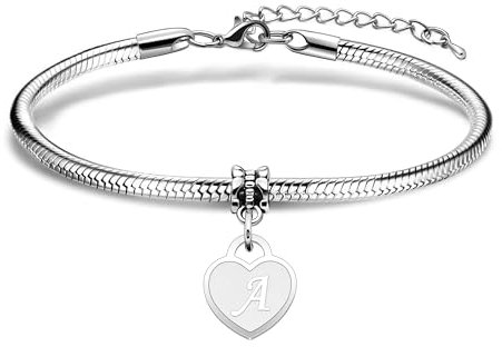 Aosyoisk Initial Letter Bracelet for Women and Girls.Silver Bracelet Gifts Adjustable A-Z Charm Bracelets Jewellery