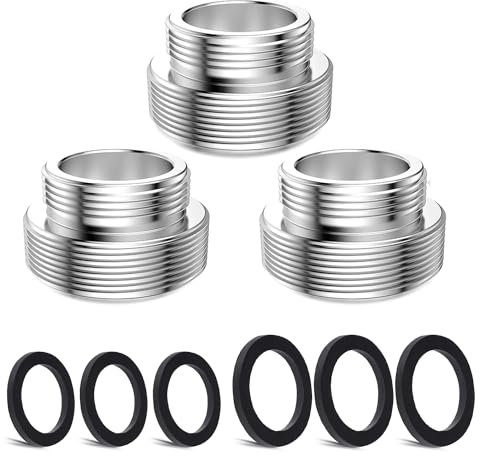 3 Stk Wasserhahn-Adapter, CNYMANY Männlich M22mm auf Männlich M26mm Adapter für Küchenbelüfter Waschbecken-Wasserhahn-Adapter Gartenschlauch anschließen Wasserfilter Standardschlauch über Umsteller