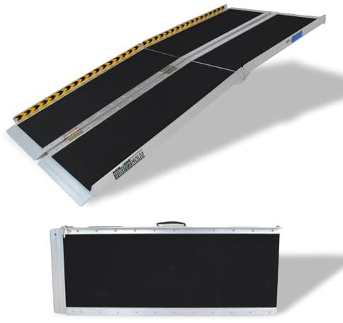 TRUTZHOLM Rollstuhlrampe Auffahrrampe 2-Fach klappbar 213 cm Traglast 272 kg Alu grau schwarz beschichtet