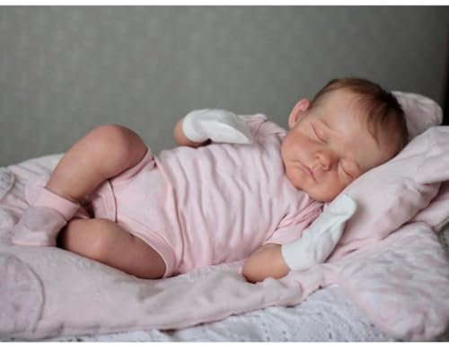 Lonian 48cm Reborn Baby Puppe Realistische Schlafpuppe mit Baumwollkörper für Kinder und Puppensammler (Rosa)