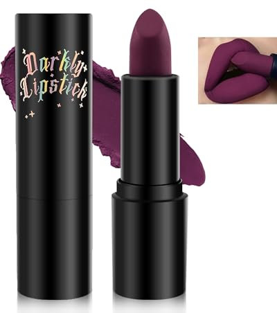 Matt Samt Plum Lippenstift, Wasserfest Lippenstift Cremige Textur, Feuchtigkeitsspendender Lipstick Wischfester, Langlebige Farben, Hochpigmentiert Vegan Lipgloss Makeup Geschenke für Frauen-04