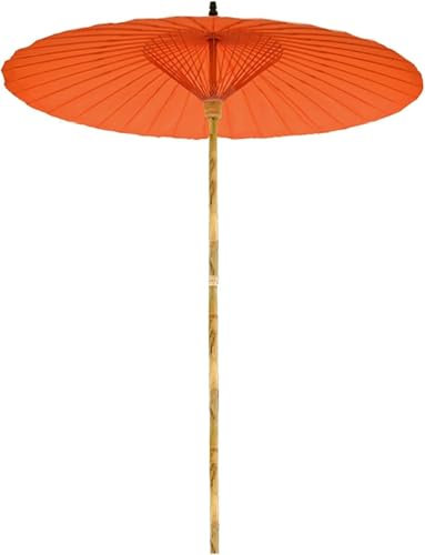 Ombrello Shanghai in Stile Cinese da 7 Piedi, ombrellone da Giardino Esterno in bambù, Impermeabile, Protezione UV, ombrellone Rotondo per Piscina, terrazza, terrazza, Arancione, 200 cm/6,6