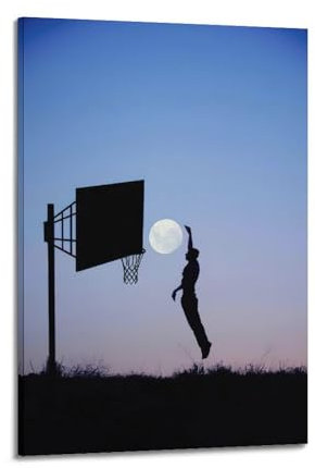 GJDYMX Basketball-Poster, Mondschießen, Kunst-Silhouette, Poster, dekoratives Gemälde, Leinwand, Wandposter und Kunstdruck, moderne Familienschlafzimmer-Dekoration, Poster, 60 x 90 cm