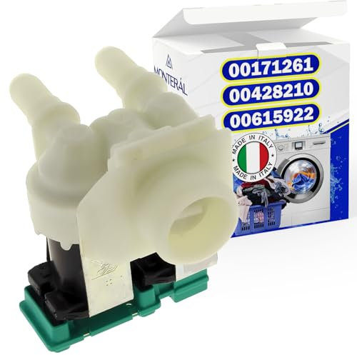 Ectrovalvula Lavadora para Lavadora con 2 Salidas de 180° tiene el Código Original 00171261 00428210 00615922 para Siemens para Bosch para Balay - MADE IN ITALY - Garantía de 10 Años - MONTERAL