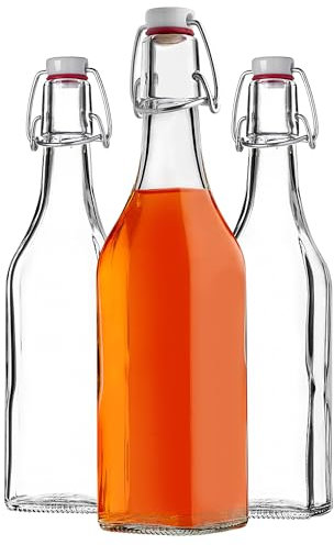KADAX Lot de 3 bouteilles en verre vides avec bouchon à étrier - 500 ml