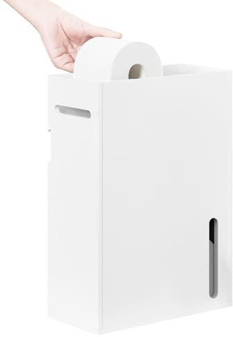 SoBuy Toilettenpapier Hängeschrank aufbewahrung Wandmontierter Aufbewahrungsschrank schmales Regal Badezimmermöbel Küchenmöbel Weiß BHT ca. 14x42x30cm BZR199-W