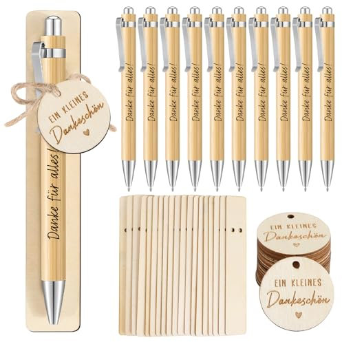 BOFUNX 20pcs Dankeschön Geschenke Danke für Alles Kugelschreiber Geschenke Holz Kugelschreiber Dankeschön Geschenk Abschiedsgeschenk für Kollegen Erzieherin Lehrer Kita Schuler Ruhestand