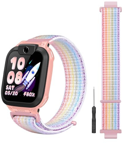 GIOPUEY Armband Kompatibel mit imoo Watch Phone Z7/Z6/Z1, Geflochtenes Nylon Armband [unisex] elastisch Ersatzarmband - rainbow colors