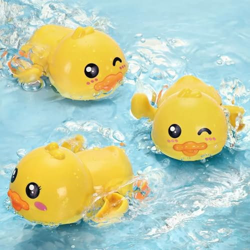Enten Badewannenspielzeug ab 1-3 Jahre Badeente Aufziehspielzeug 3Pcs Duck Badespielzeug Baby Bath Toys Badetiere Wasserspielzeug Kinder Badewannen Pool Spielzeug Badetiere Geschenk