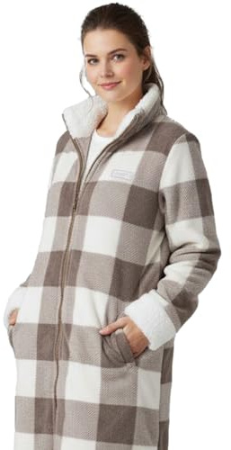 Viterbo Biancheria Vestaglia Donna Coral Fleece Invernale Con Cerniera LWW00301 (Tortora, M)