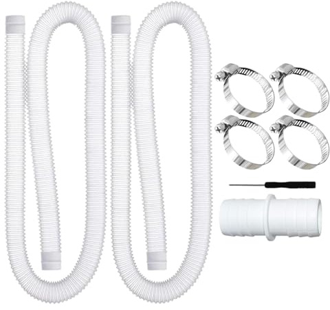 Poolschlauch Set 2 Stück Ø 32mm X 100cm Mit Clips & Verbinder - Komplettes Schlauchset Für Poolpumpen, Filterpumpen Und Salzwassersysteme - Inkl. 4 Sicherungsclips + 1 Schlauchverbinder