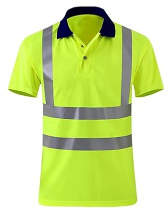 FORJA Hi-Vis T Shirt, Orange High Vis T Shirt, Short Sleeve Polo Shirts for Men, High Visibility Work Utility & Safety Mens Polo, Reflective Breathable Lightweight Workwear (Green, XXL)