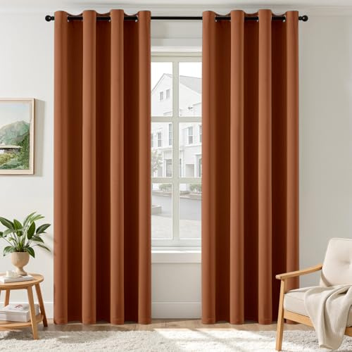 EMEMA Verdunklungsvorhänge mit Ösen 2er Set 140x245cm Terrakotta Gardinen