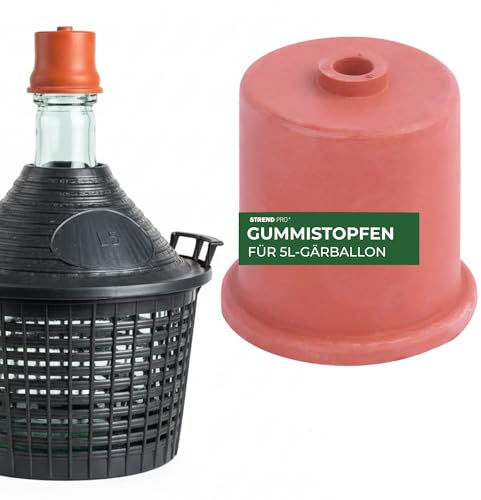 STREND PRO Gummistopfen 40mm mit Bohrung | Gärstopfen für Gärspund & Gärröhrchen | Gummi Stopfen für Weinballon 5 Liter & Gärballon | Gärkappe Zubehör zum Wein selber Machen