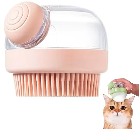 ZEXI Spazzola Per Lavare i Cani e i Gatti a Casa, Spazzola Shampoo per il Bagno in Silicone Morbido, Accessorio per Massaggio e Cura di Animali Domestici, Cani Pelo Lungo e Cani Pelo Corto (1, Rosa)
