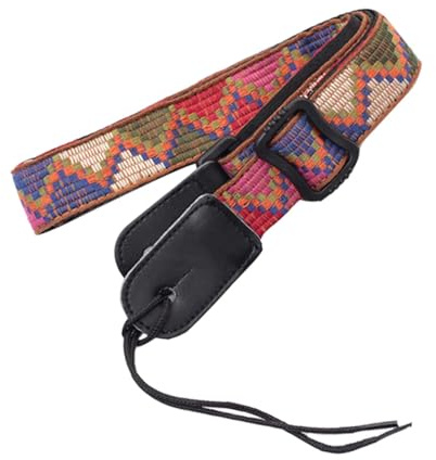 TOYANDONA Ukulele Strap, Adjustable Bohemian Style Ethnic Guitar Strap for Beginners, Nylon Leather Ukulele Accessories for Acoustic Guitar， Bass(red)